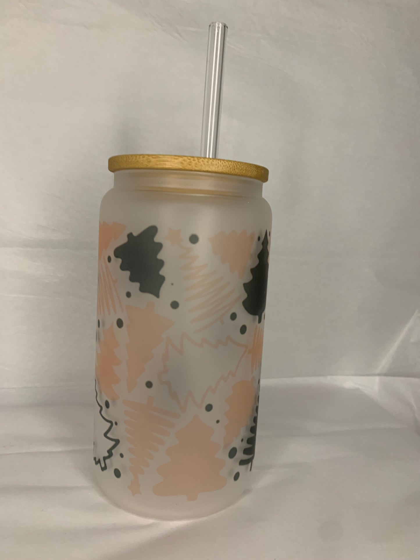 Pink/Black Tree Glass Can