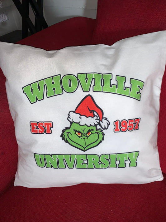 Whoville University Throw Pillow