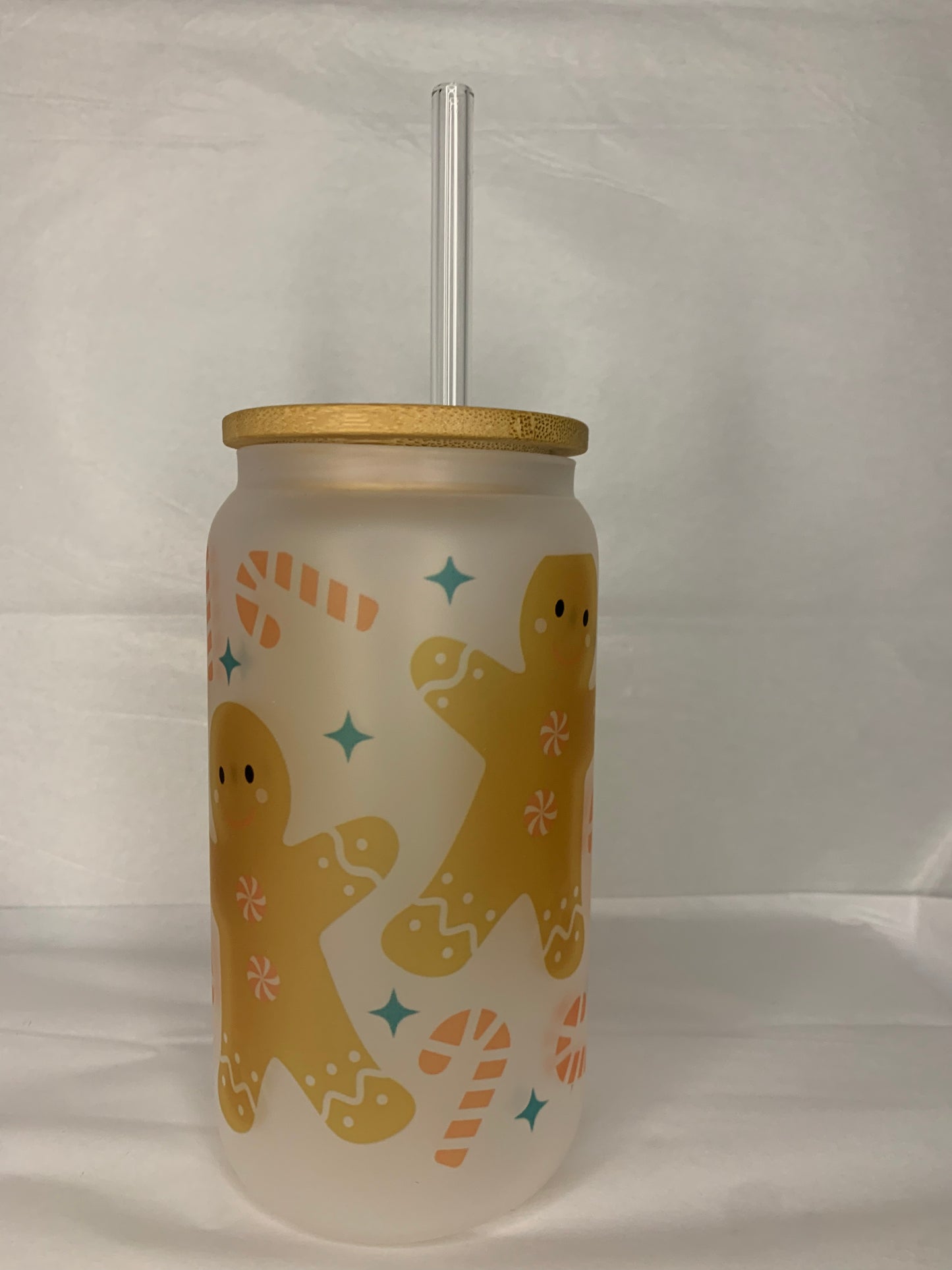 Gingerbread Man Glass Can