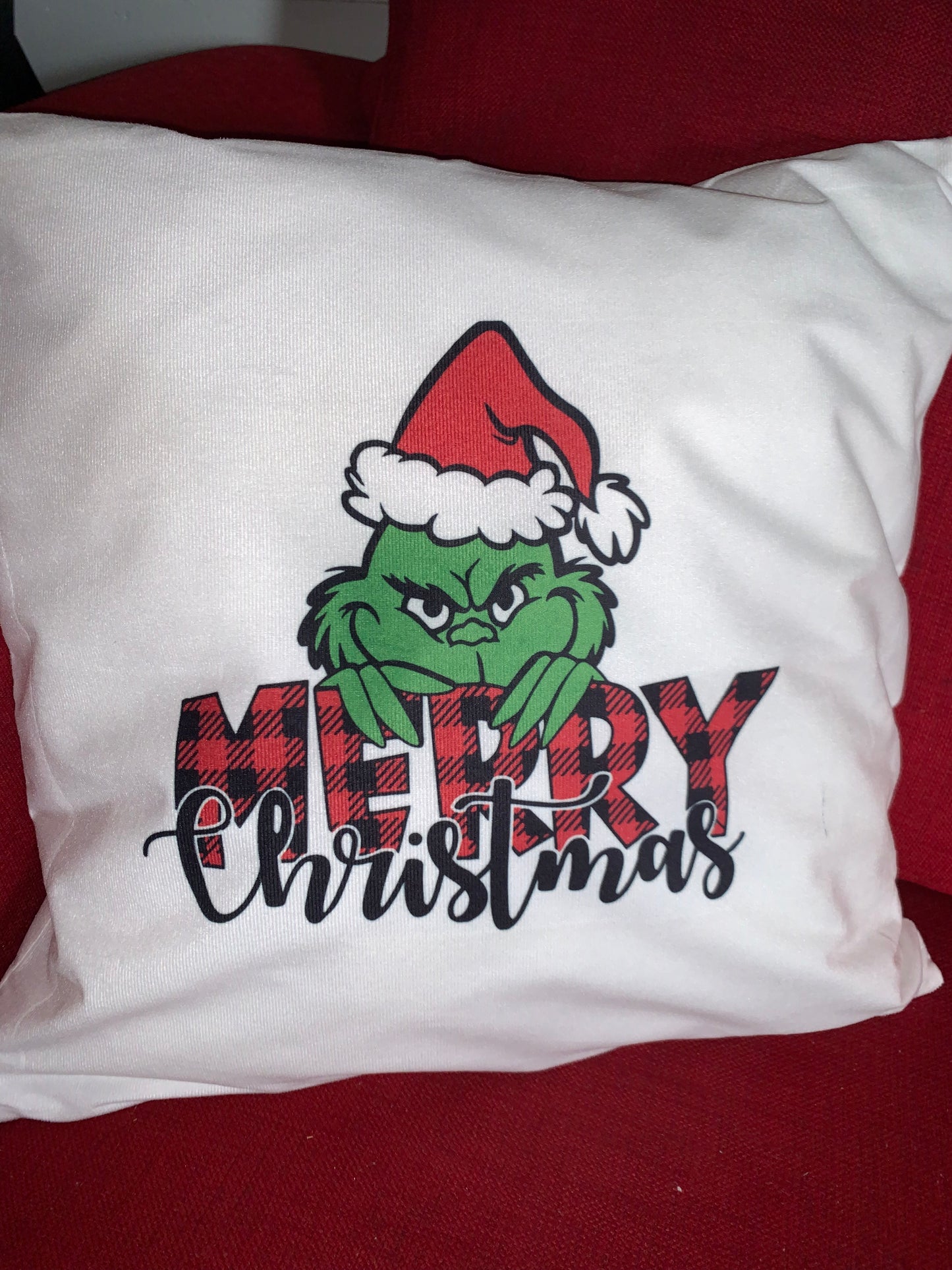 Grinch Merry Christmas Throw Pillow