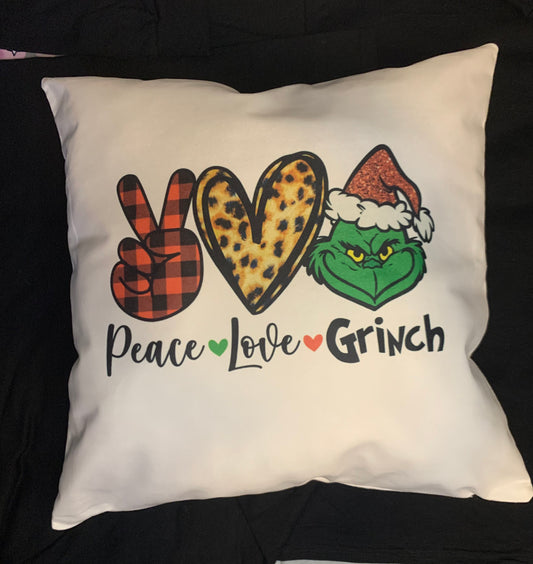 Peace Love Grinch Throw Pillow
