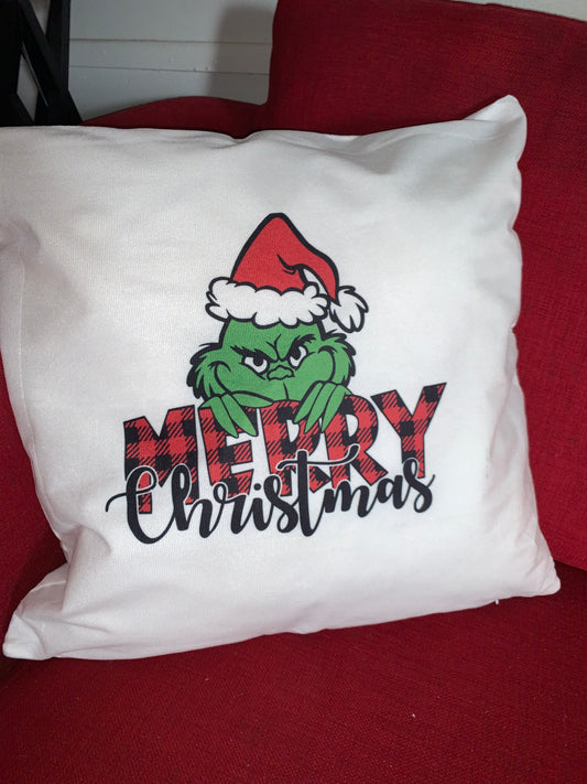 Grinch Merry Christmas Throw Pillow